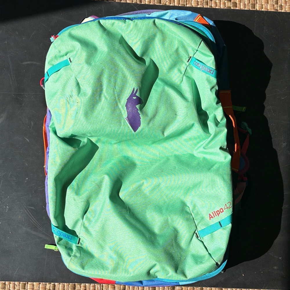 Cotopaxi Allpa 42L Adventure Backpack - Green with Purple Logo